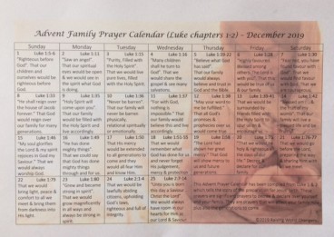 Advent Prayer Calendar
